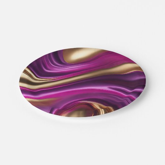 Modern Party Supplies-Paarse Roze en Goud- Papieren Bordje (Gekanteld)