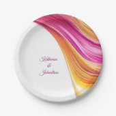 Modern Party Supplies-Roze Sinaasappel-Geel Papieren Bordje (Voorkant)