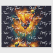 Modern Party Time Neon gepersonaliseerd Cadeaupapier (Vlak)