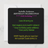 Modern Party Time Neon gepersonaliseerd Kaart (Achterkant)