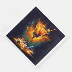 Modern Party Time Neon gepersonaliseerd Servet