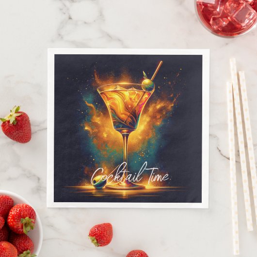 Modern Party Time Neon gepersonaliseerd Servet (Insitu)