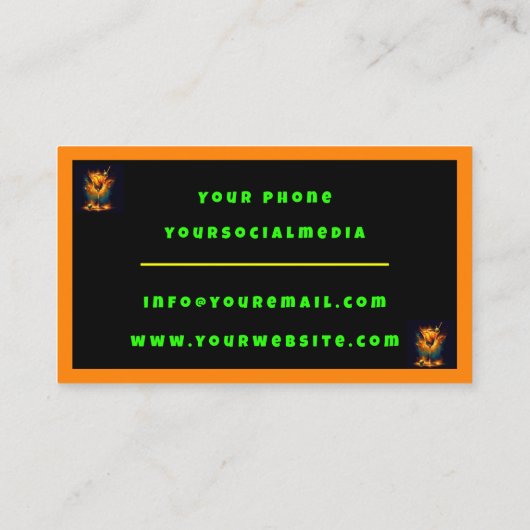 Modern Party Time Neon gepersonaliseerde professio Visitekaartje (Achterkant)