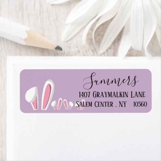 Modern Pasen Bunny Script Adres Etiket (Insitu)