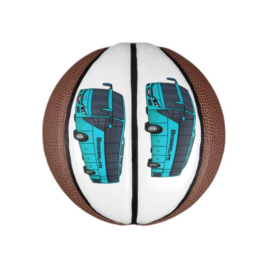 Modern passenger bus cartoon illustration basketbal (Verticaal)