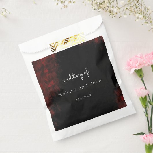 Modern Passionate Red'n Black Wedding Design Bedankzakje (Gezegeld)
