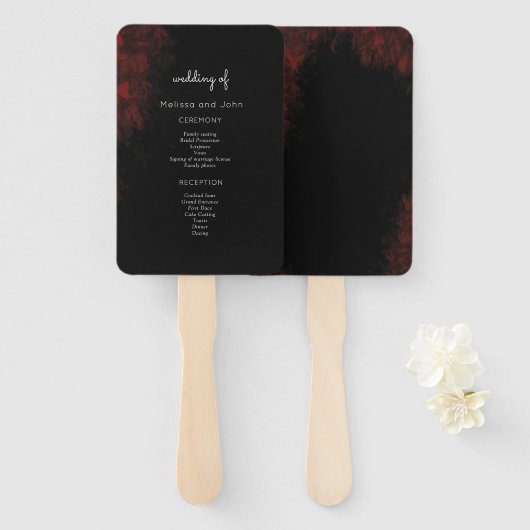 Modern Passionate Red'n Black Wedding Design Handwaaier (Voorkant en achterkant)