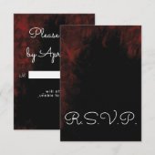 Modern Passionate Red'n Black Wedding Design RSVP Kaartje (Voorkant / Achterkant)