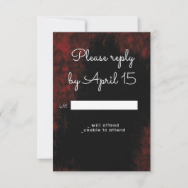 Modern Passionate Red'n Black Wedding Design RSVP Kaartje