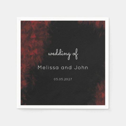 Modern Passionate Red'n Black Wedding Design Servet (Voorkant)