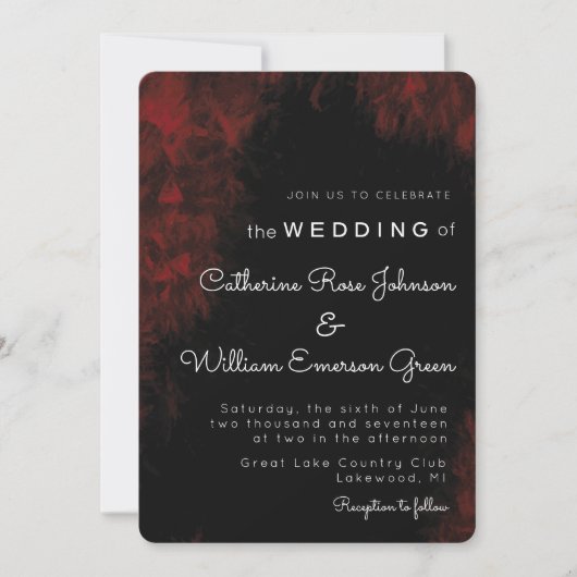 Modern Passionate Red'n Black Wedding Invitation Kaart (Voorkant)