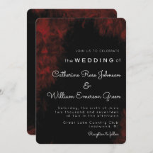 Modern Passionate Red'n Black Wedding Invitation