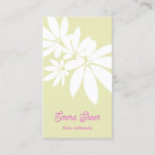 Modern pasta Green Leaves Branch Pink Script Visitekaartje (Voorkant)