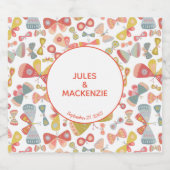 Modern pasteel grafisch vlinderpatroon likeurfles etiket (Enkel label)