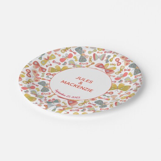 Modern pasteel grafisch vlinderpatroon papieren bordje (Gekanteld)