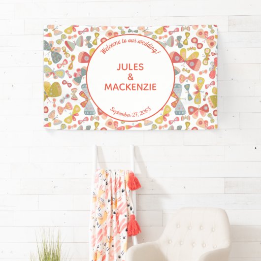 Modern pasteel grafisch vlinderpatroon spandoek (Insitu)