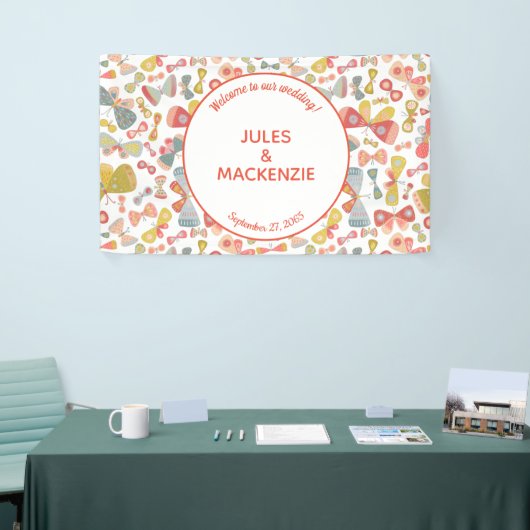 Modern pasteel grafisch vlinderpatroon spandoek (Beurs)