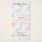 Modern pasteelholografisch Ketting Vierkante Visitekaartjes (Voorkant /achterkant)