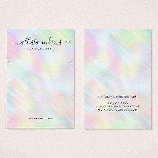 Modern pasteelholografisch Ketting Visitekaartje (Voorkant /achterkant)