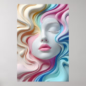 Modern Pastel Abstract 3D Face Art Poster (Voorkant)