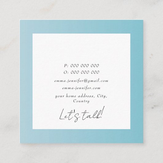 Modern pastel Abstract blauw Patroon Vierkante Visitekaartje (Achterkant)