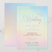 Modern Pastel and Silver Wedding Invitation Kaart (Voorkant / Achterkant)