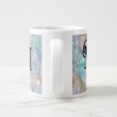 Modern pastel bezaaid Glitter Monogram Grote Koffiekop (Achterkant)
