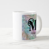 Modern pastel bezaaid Glitter Monogram Grote Koffiekop (Voorkant rechts)