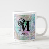 Modern pastel bezaaid Glitter Monogram Grote Koffiekop (Rechts)