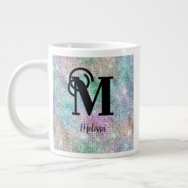 Modern pastel bezaaid Glitter Monogram Grote Koffiekop