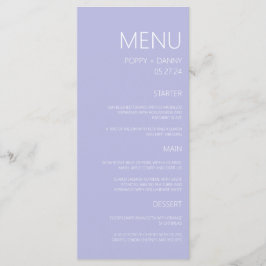 Modern pastel blauw bruiloft diner menu