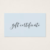 Modern pastel blauw relatiegeschenk certificaat visitekaartje (Voorkant)