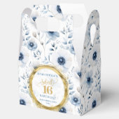 Modern Pastel Blauw Zoet 16 Goud Glitter Favoriet Bedankdoosjes (Geopend)