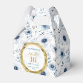 Modern Pastel Blauw Zoet 16 Goud Glitter Favoriet Bedankdoosjes (Voorkant Zijde)