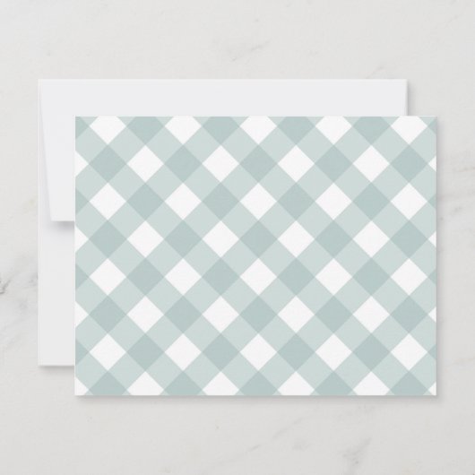 Modern Pastel Blauwgroen Groen Gingham Plays Check Notitiekaartje (Achterkant)