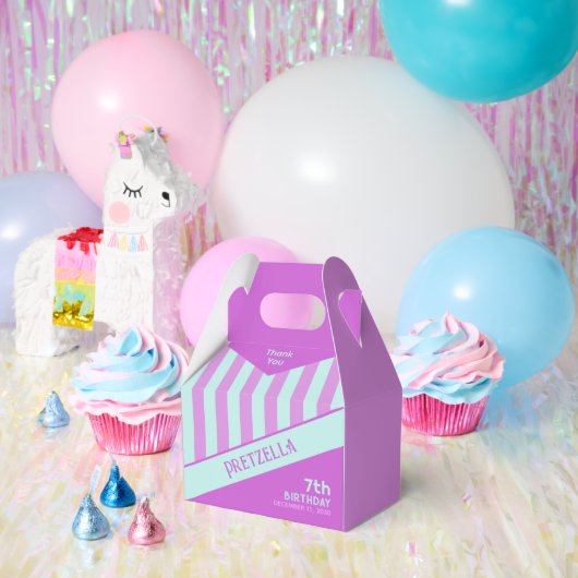 Modern Pastel Blauwgroen Roze Strepen Gable Favori Bedankdoosjes (Feest)