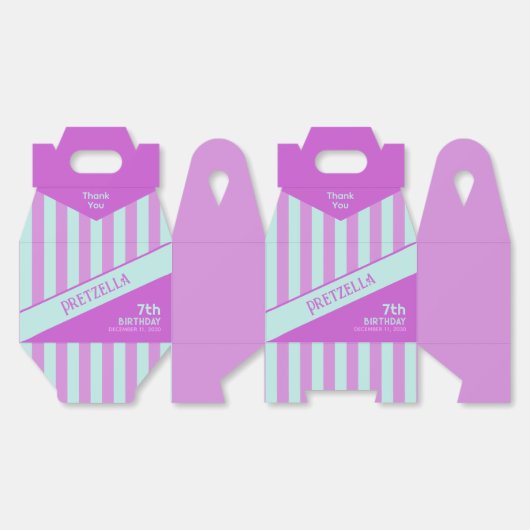 Modern Pastel Blauwgroen Roze Strepen Gable Favori Bedankdoosjes (Ongevouwen)