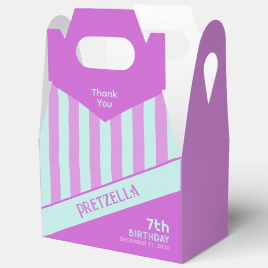 Modern Pastel Blauwgroen Roze Strepen Gable Favori Bedankdoosjes (Open)