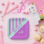 Modern Pastel Blauwgroen Roze Strepen Papier Bord (Feest)