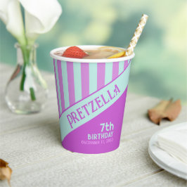 Modern Pastel Blauwgroen Roze Strepen Papieren Cup Papieren Bekers