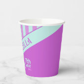 Modern Pastel Blauwgroen Roze Strepen Papieren Cup Papieren Bekers (Links)