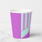 Modern Pastel Blauwgroen Roze Strepen Papieren Cup Papieren Bekers (Rechts)