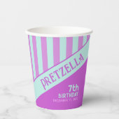 Modern Pastel Blauwgroen Roze Strepen Papieren Cup Papieren Bekers (Voorkant)