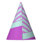 Modern Pastel Blauwgroen Roze Strepen Party Pet Feesthoedjes (Achterkant)