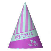 Modern Pastel Blauwgroen Roze Strepen Party Pet Feesthoedjes (Voorkant)