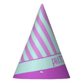 Modern Pastel Blauwgroen Roze Strepen Party Pet Feesthoedjes (Links)