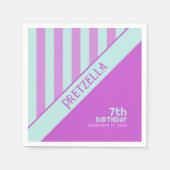 Modern pastel Blauwgroen roze strepen servet (Voorkant)