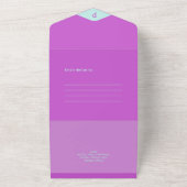 Modern Pastel Blauwgroen Roze Strepen Verjaardag All In One Uitnodiging (Buitenkant)