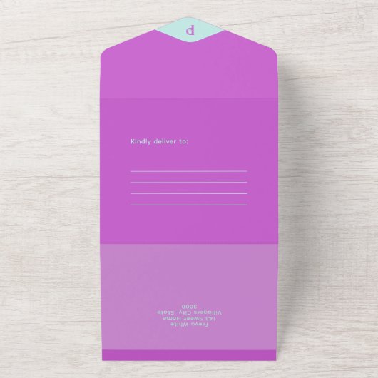 Modern Pastel Blauwgroen Roze Strepen Verjaardag All In One Uitnodiging (Buitenkant)