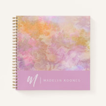 Modern Pastel Bloemmotief Monogram Notitieboek